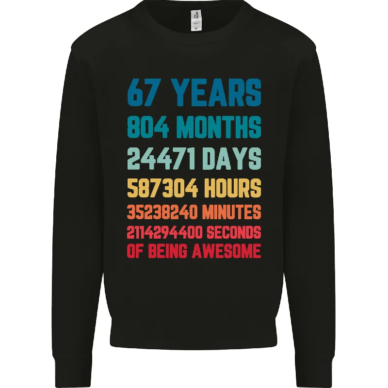 fitted workout sweatshirt67th Birthday 67 Year Old Men's Sweatshirt - Navy Blue Classic Style For a Timeless Gift