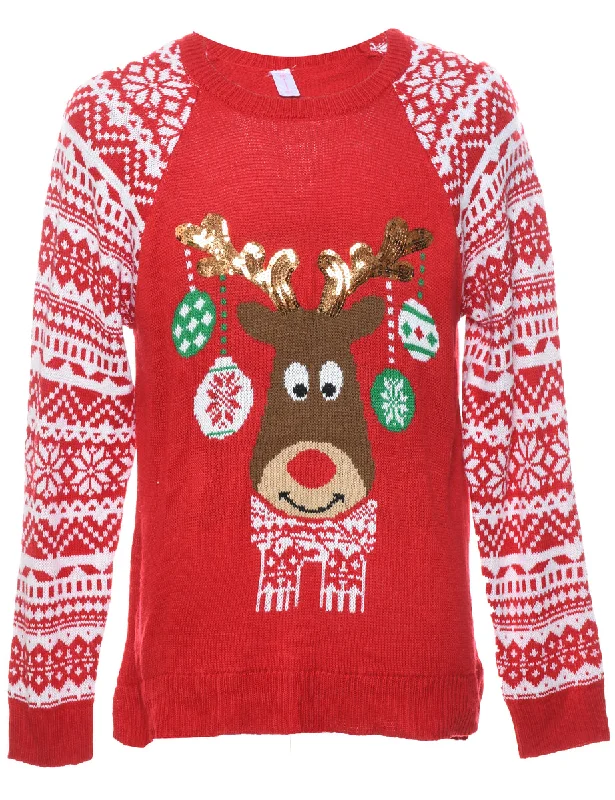 Reindeer Christmas Jumper - M