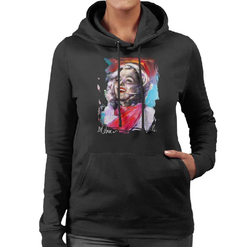 loose fit sports sweatshirtSidney Maurer Original Portrait Of Marilyn Monroe Scarf Women's Hooded Sweatshirt