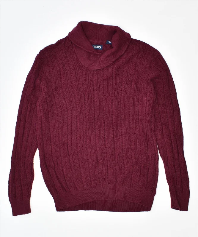 chic pullover hoodieCHAPS Womens Shawl Neck Jumper Sweater UK 12 Medium Burgundy Cotton