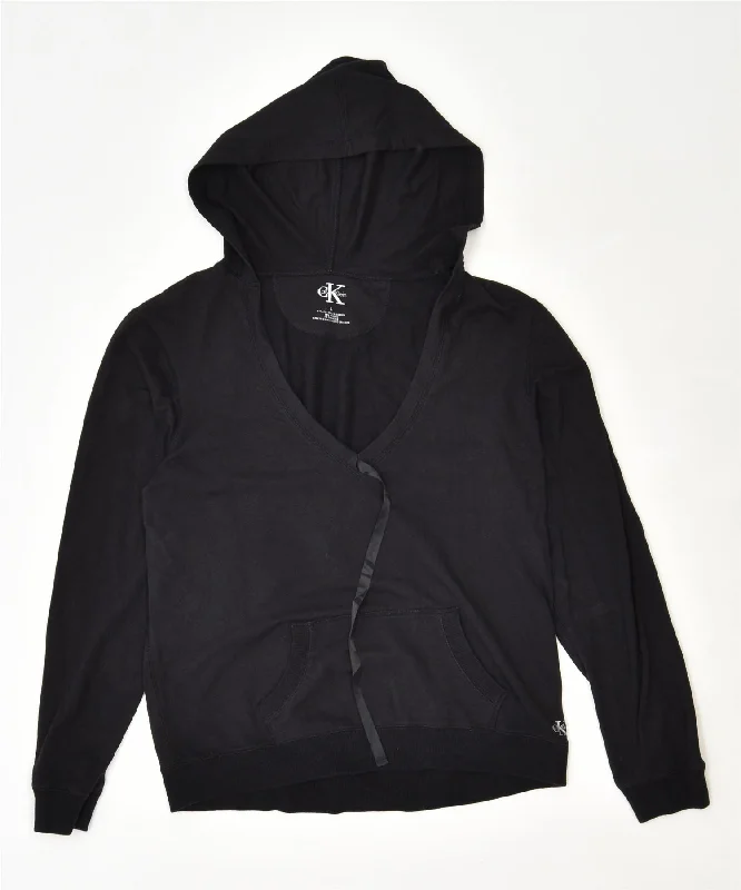 bold hoodie with logoCALVIN KLEIN Womens Hoodie Jumper UK 14 Large Black