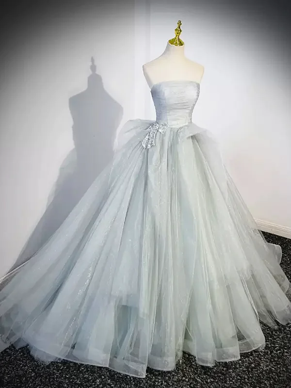 elegant dressElegant Tulle Strapless A-Line Prom Dress Ball Gown,DP1020