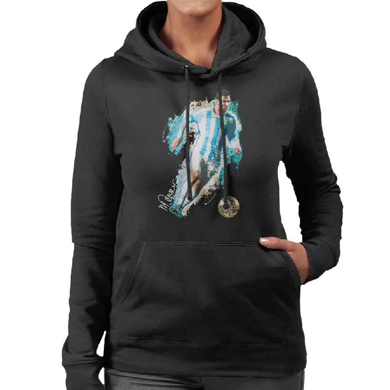 fashionable gym hoodieSidney Maurer Original Portrait Of Lionel Messi Women's Hooded Sweatshirt