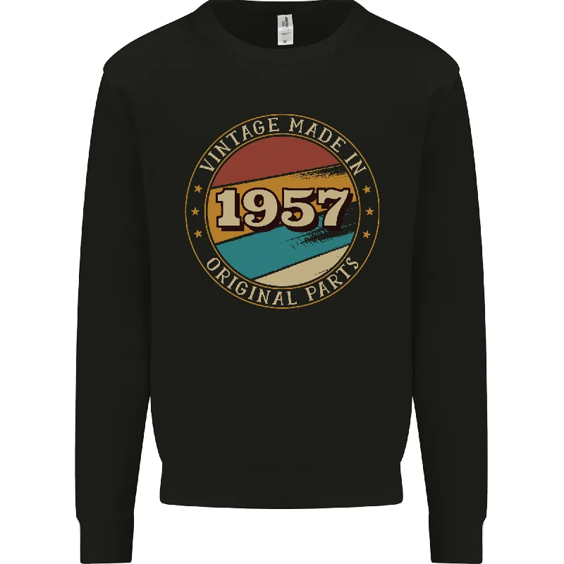 lightweight fitness hoodie67th Birthday  Vintage Made In 1957 Mens Sweatshirt Jumper