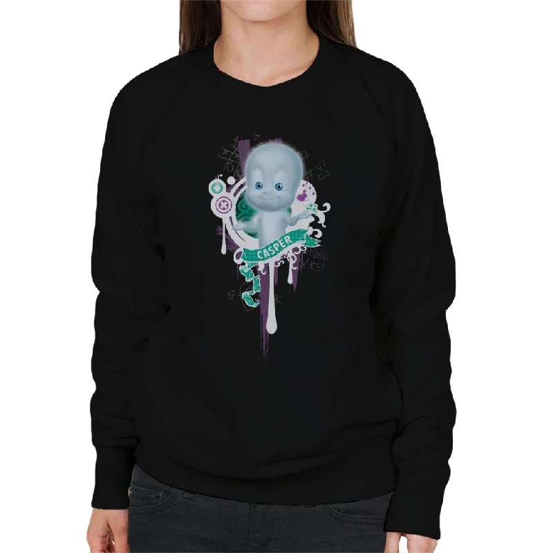 workout style hoodieCasper The Friendly Ghost School Emblem Women's Sweatshirt