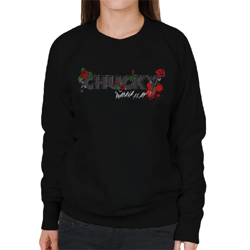 fashion gym hoodieChucky Wanna Play Floral Logo Women's Sweatshirt