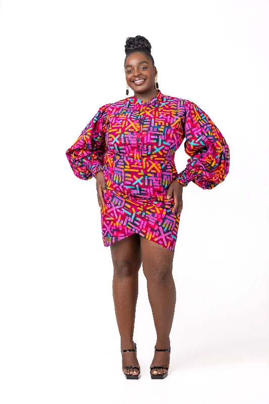 fitted cocktail dressBetty Ankara Short Mini Dress | Pink African Print