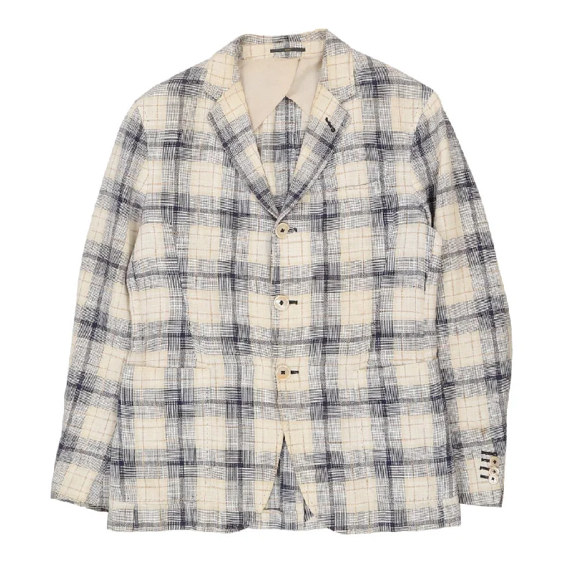 Fendi Checked Blazer - Large Beige Cotton Blend