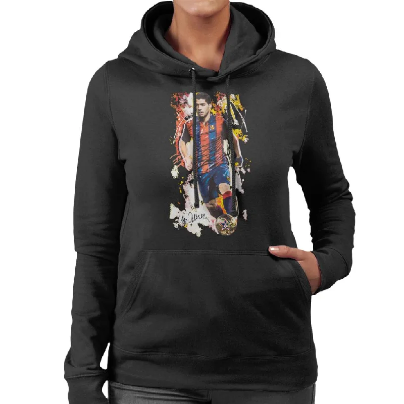 performance hoodie for gymSidney Maurer Original Portrait Of Luis Suarez Barcelona Women's Hooded Sweatshirt