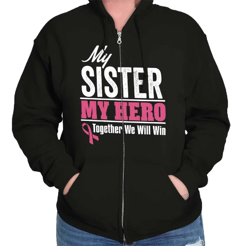 fleece-lined hoodieMy Sister My Hero Zip Hoodie