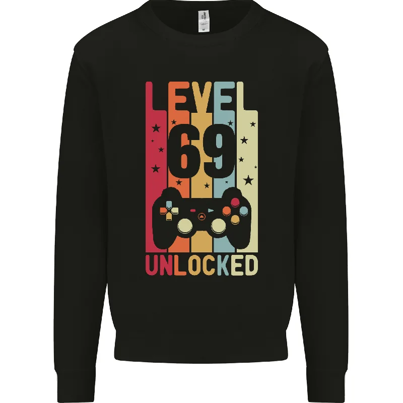 lightweight workout sweatshirt69th Birthday Level Up Gamer Sweatshirt Jumper for 69-Year-Old Men