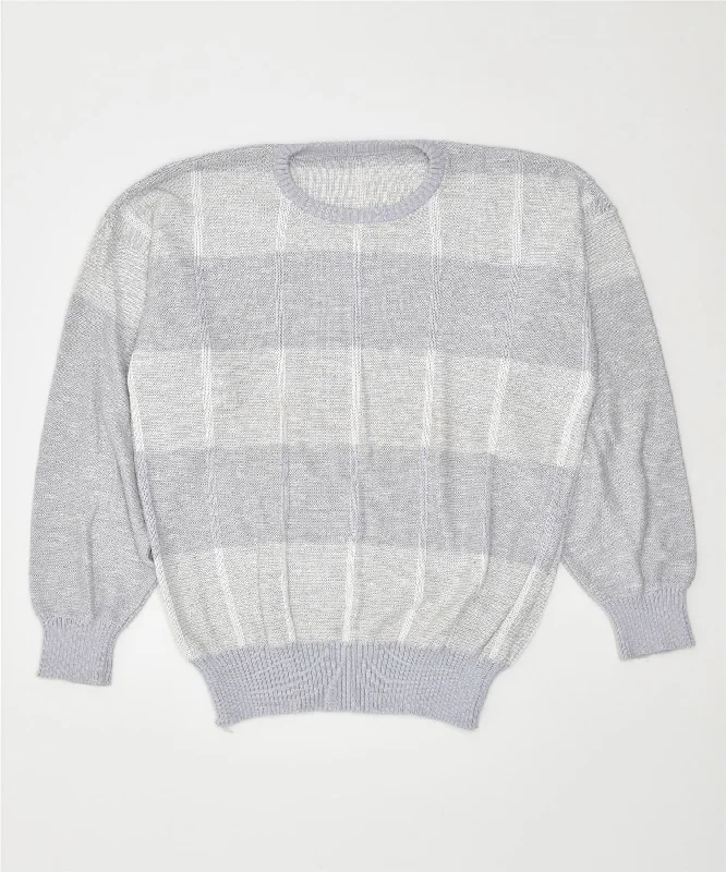 cool hoodieBAYER Womens Crew Neck Jumper Sweater IT 50 XL Grey Striped Polyacryl