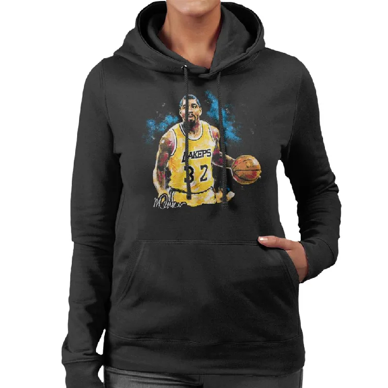 fashion sportswear hoodieSidney Maurer Original Portrait Of Magic Johnson Lakers Women's Hooded Sweatshirt