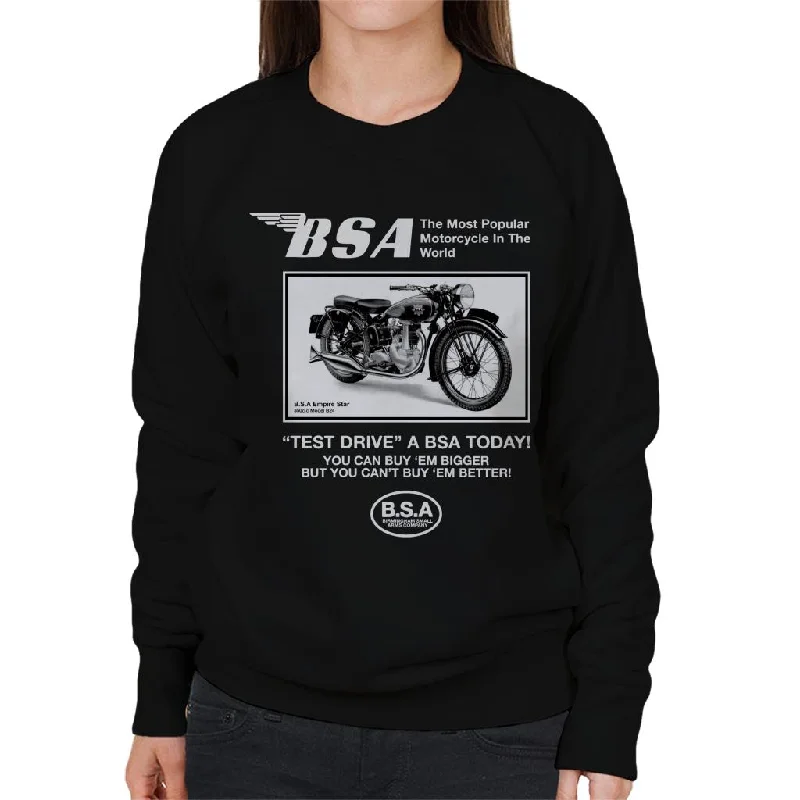 workout style hoodieBSA Test Drive A BSA Today Women's Sweatshirt