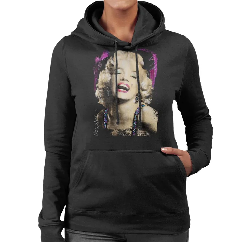 stylish training hoodieSidney Maurer Original Portrait Of Marilyn Monroe Pink Lips Women's Hooded Sweatshirt