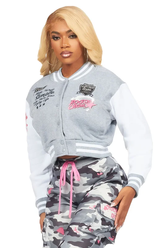 Tashara Heather Grey Varsity Jacket