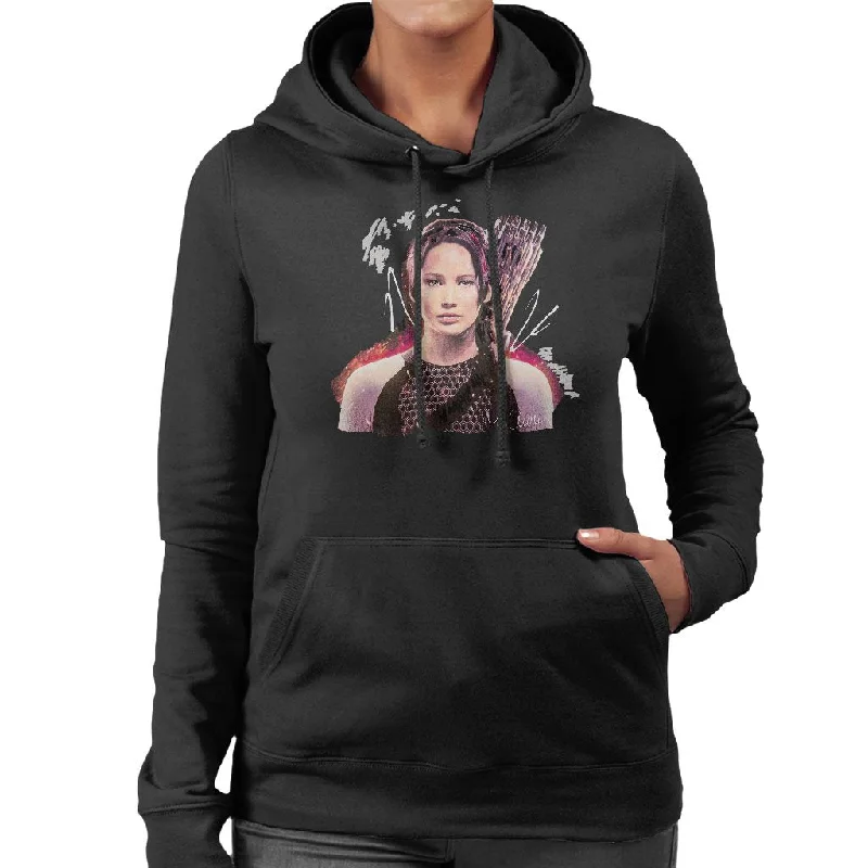 comfortable athletic sweatshirtSidney Maurer Original Portrait Of Jennifer Lawrence Hunger Games Women's Hooded Sweatshirt