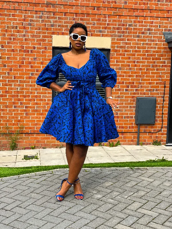 evening dressBianca Ankara Midi Dress | Blue African Print