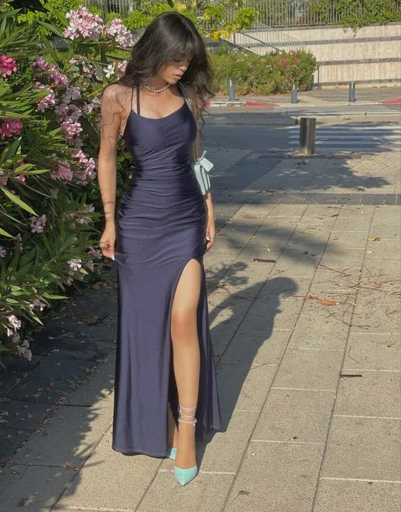 relaxed fit dressSimple Sexy Sheath Long Prom Dress Party Dress with High Slit,DP785