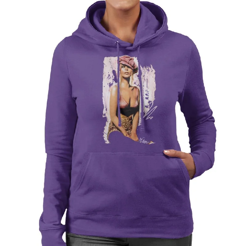 minimaSidney Maurer Original Portrait Of Kate Moss Pink Hat And Bra Women's Hooded Sweatshirt