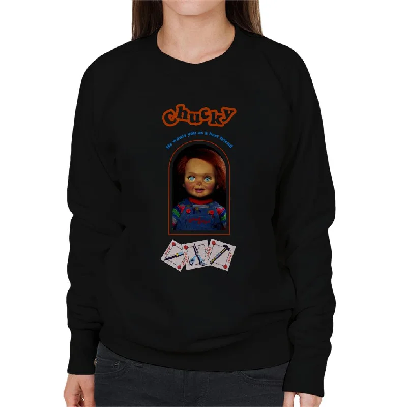 workout-ready hoodieChucky He Wants You As A Best Friend Women's Sweatshirt