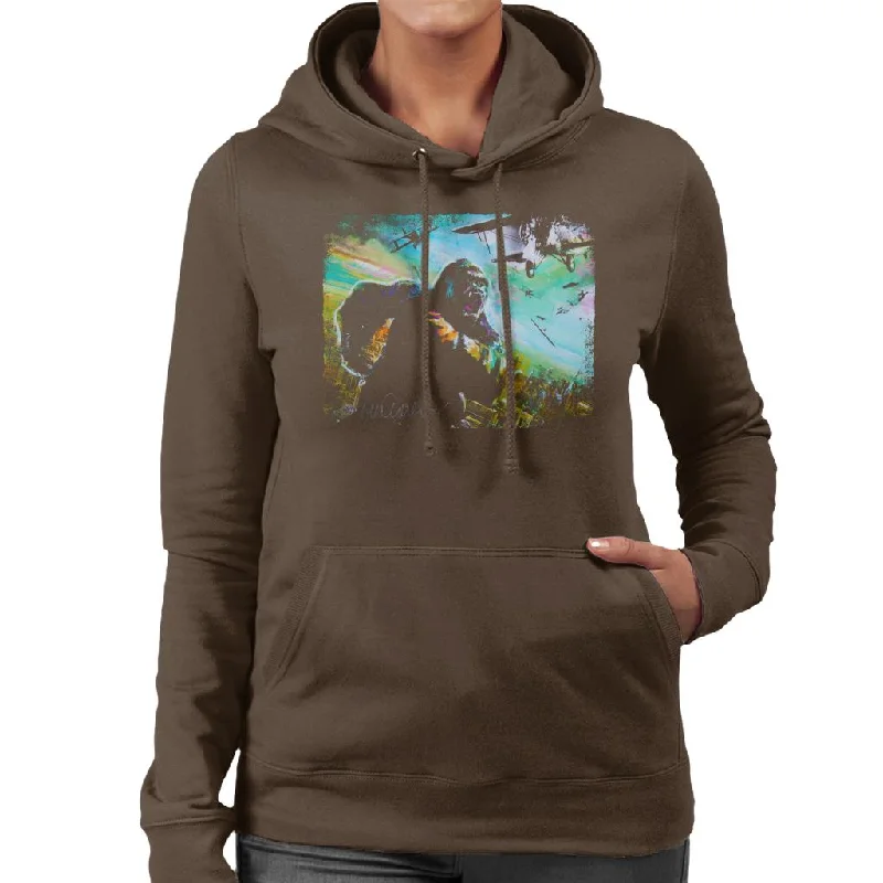 bold fitness hoodieSidney Maurer Original Portrait Of King Kong Vs Planes Women's Hooded Sweatshirt