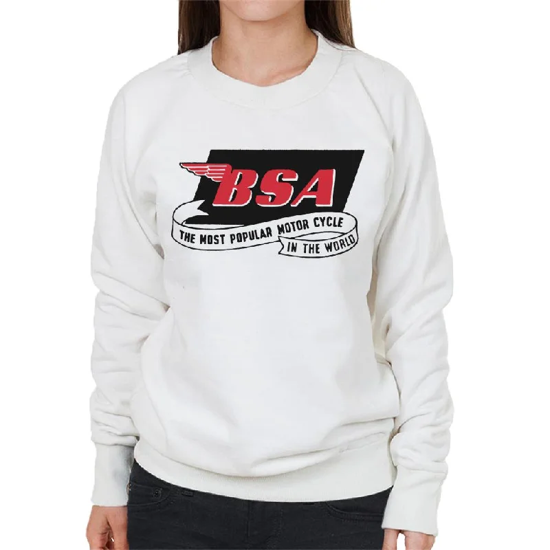 premium athletic sweatshirtBSA Most Popular Motor Cycle In The World Logo Women's Sweatshirt