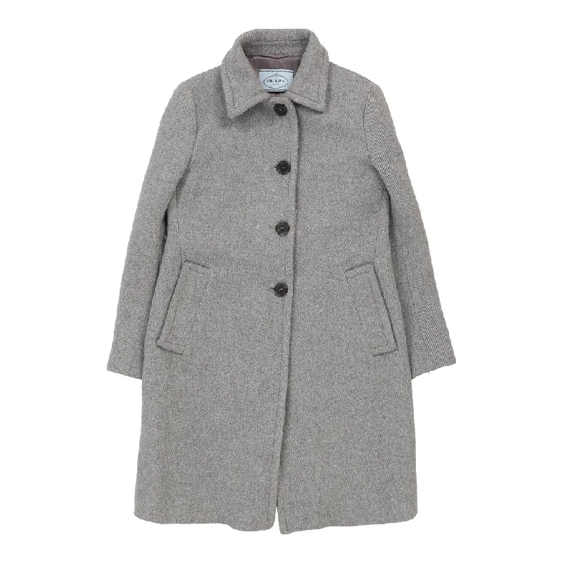 Prada Trench Coat - Large Grey Wool Blend