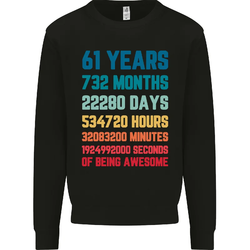 smooth fit athletic sweatshirt61st Birthday 61 Year Old Mens Sweatshirt Jumper