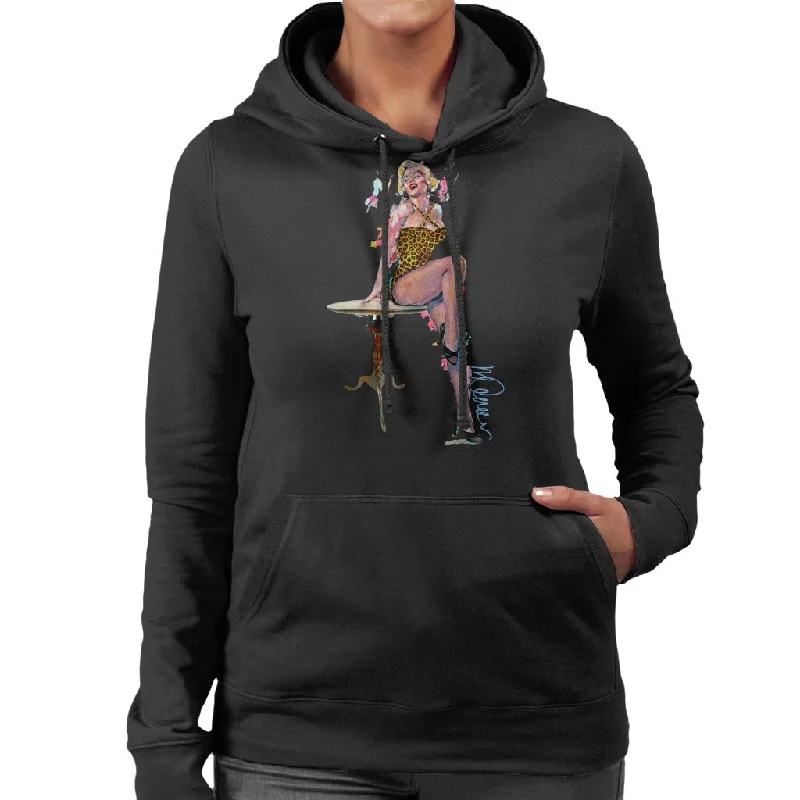 performance gym sweatshirtSidney Maurer Original Portrait Of Marilyn Monroe Leopard Print Women's Hooded Sweatshirt