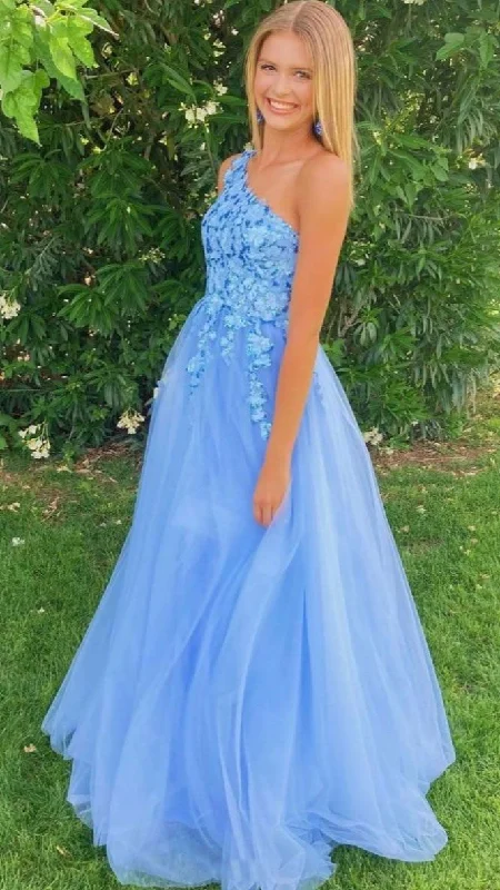 backless dressBlue One Shoulder Sequins Tulle Long Prom Dress Blue Evening Dress,DP740