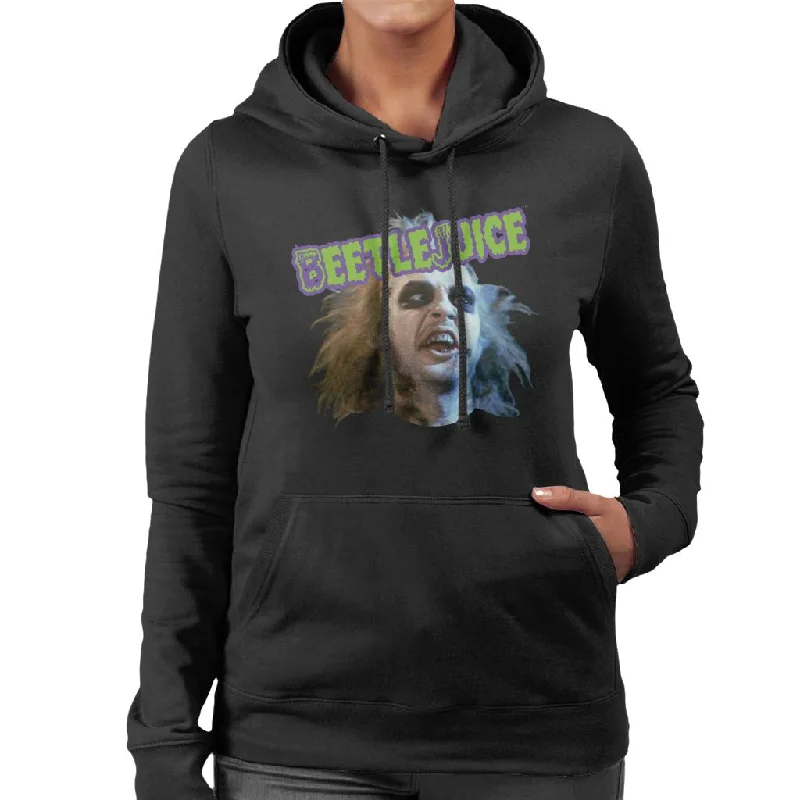 athletic hoodieBeetlejuice Halloween Character Head Women's Hooded Sweatshirt