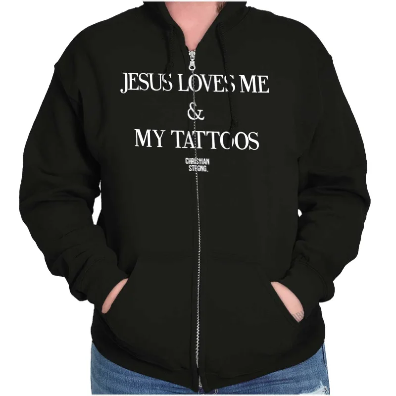 premium hoodieJesus Loves My Tattoos Zip Hoodie