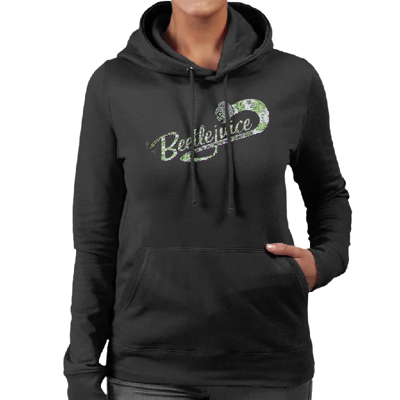 minimalist hooded sweatshirtBeetlejuice Logo Turn On The Juice Women's Hooded Sweatshirt