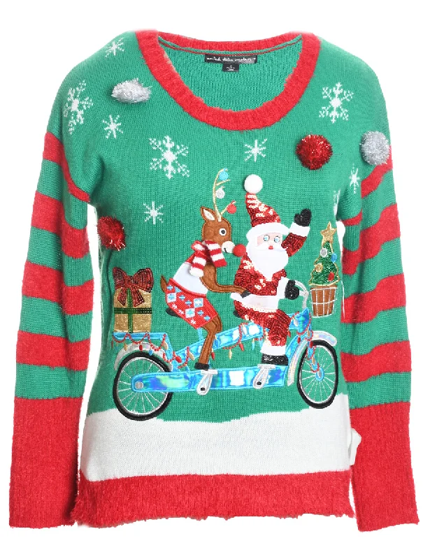 Santa Claus & Reindeer Christmas Jumper - S