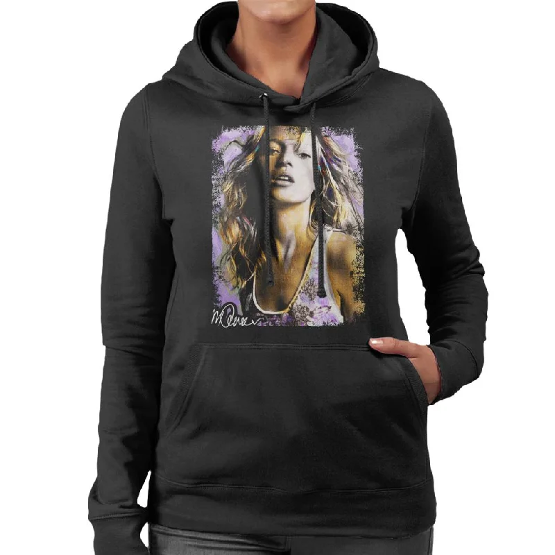 loose fit sports sweatshirtSidney Maurer Original Portrait Of Kate Moss Pastel Women's Hooded Sweatshirt