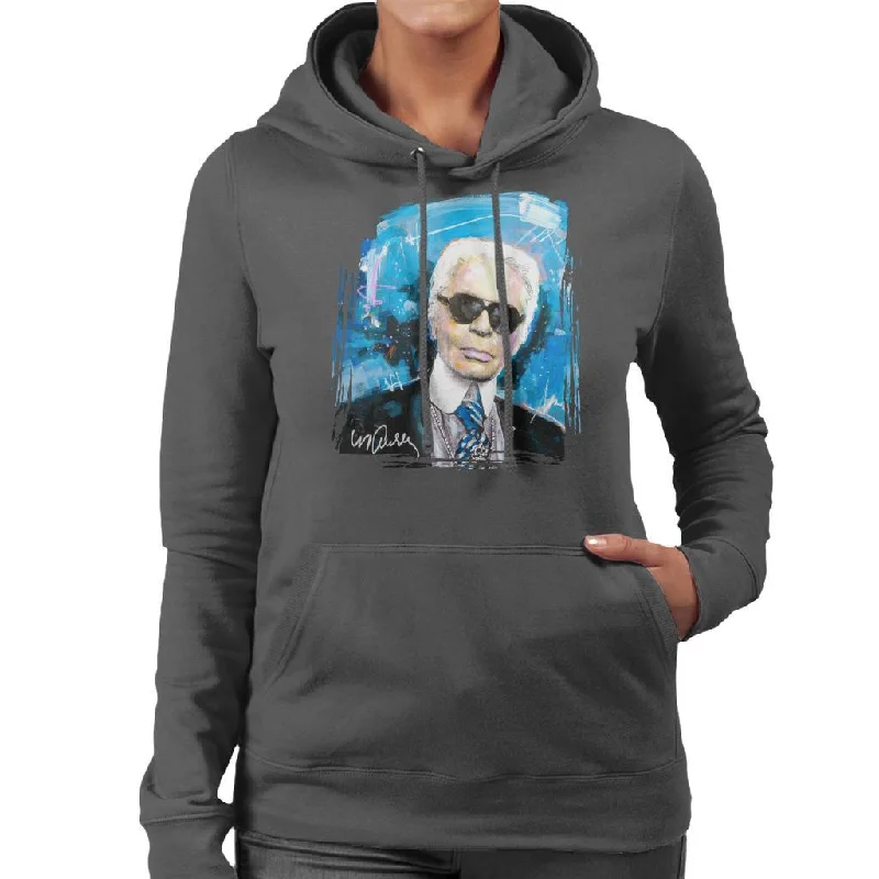 performance workout sweatshirtSidney Maurer Original Portrait Of Karl Lagerfeld Women's Hooded Sweatshirt