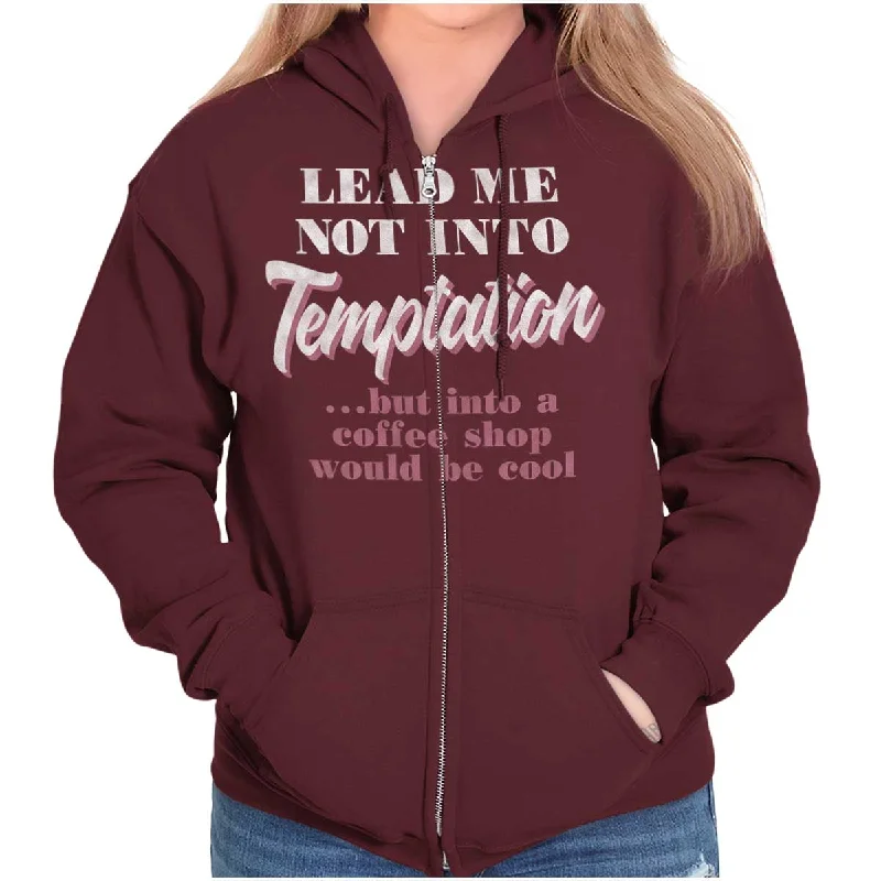 sporty hooded sweatshirtLead Me Not To Temptation Zip Hoodie