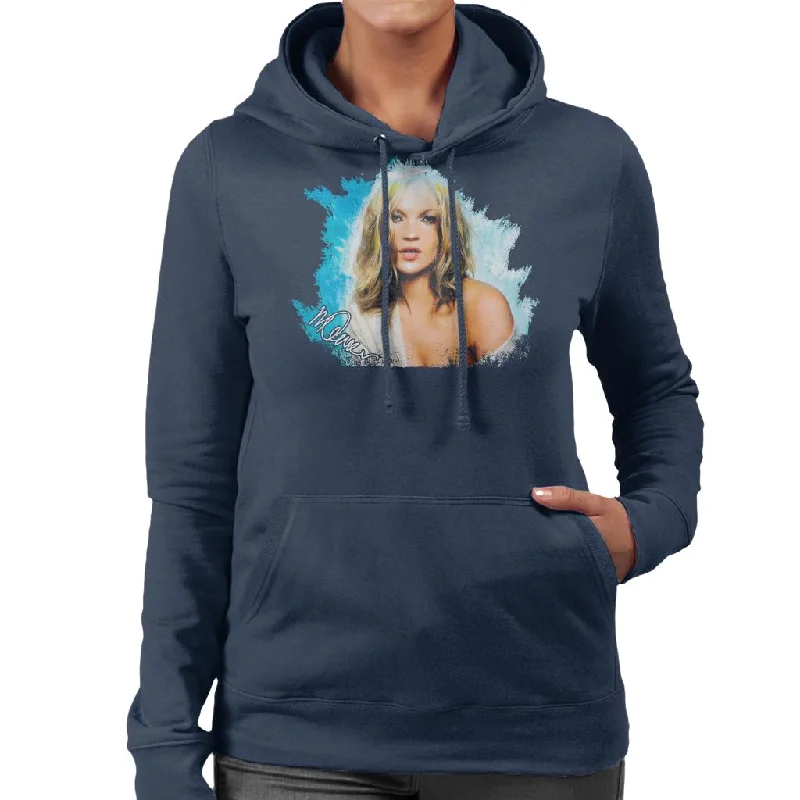 athletic streetwear sweatshirtSidney Maurer Original Portrait Of Kate Moss Pastel Blue Women's Hooded Sweatshirt