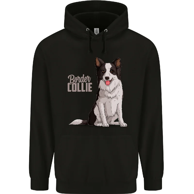 premium hoodieA Border Collie Dog Illustration Mens 80% Cotton Hoodie