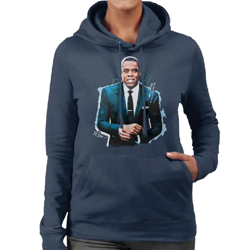 graphic gym sweatshirtSidney Maurer Original Portrait Of Jay Z Suit Women's Hooded Sweatshirt