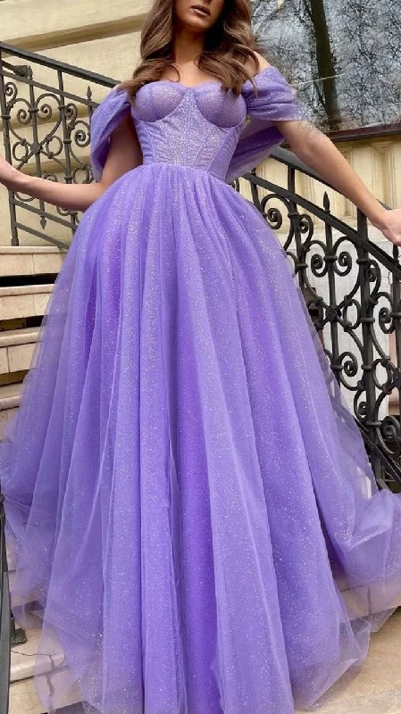 casual slip dressPurple A-Line  Strapless Tulle Long Prom Dress Evening Party Dress,DP711