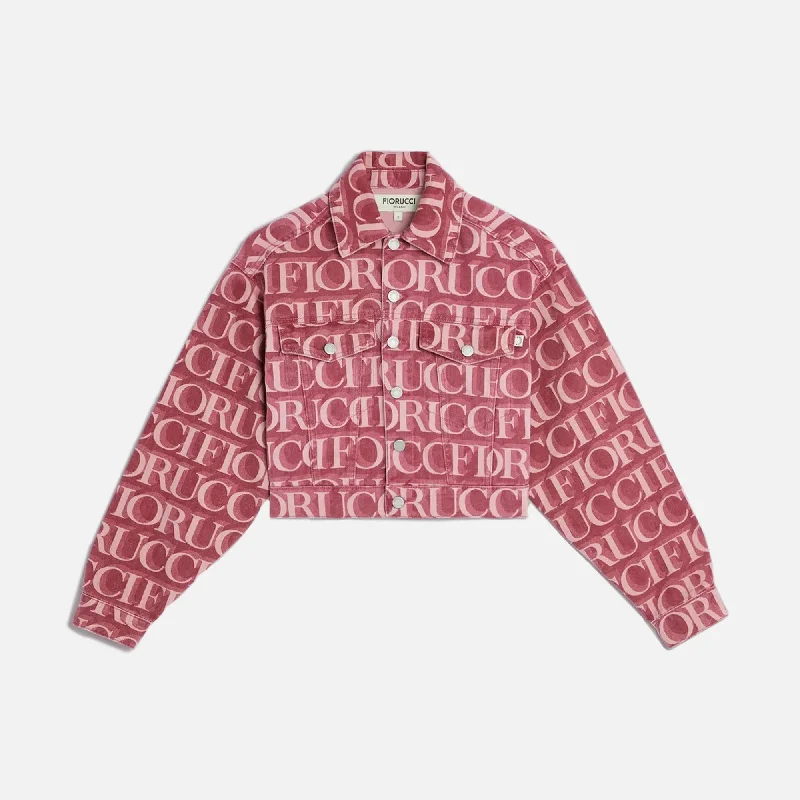 Fiorucci Monogram Oversized Denim Jacket - Burgundy