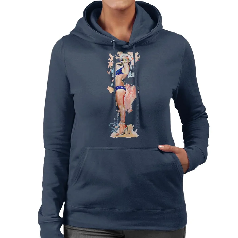 trendy gym wear hoodieSidney Maurer Original Portrait Of Marilyn Monroe Bikini Heels Women's Hooded Sweatshirt