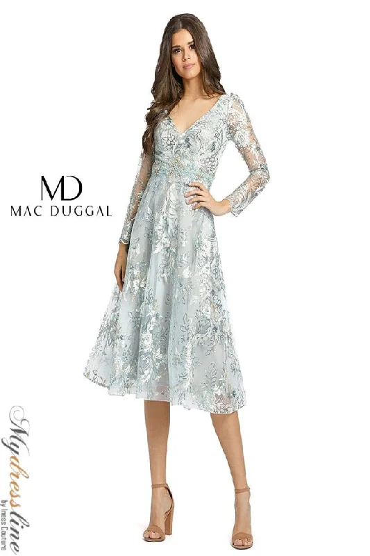 long-sleeve floral dressMac Duggal 67540