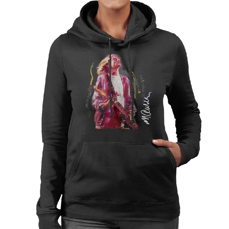 soft gym hoodieSidney Maurer Original Portrait Of Kurt Cobain Guitar Women's Hooded Sweatshirt