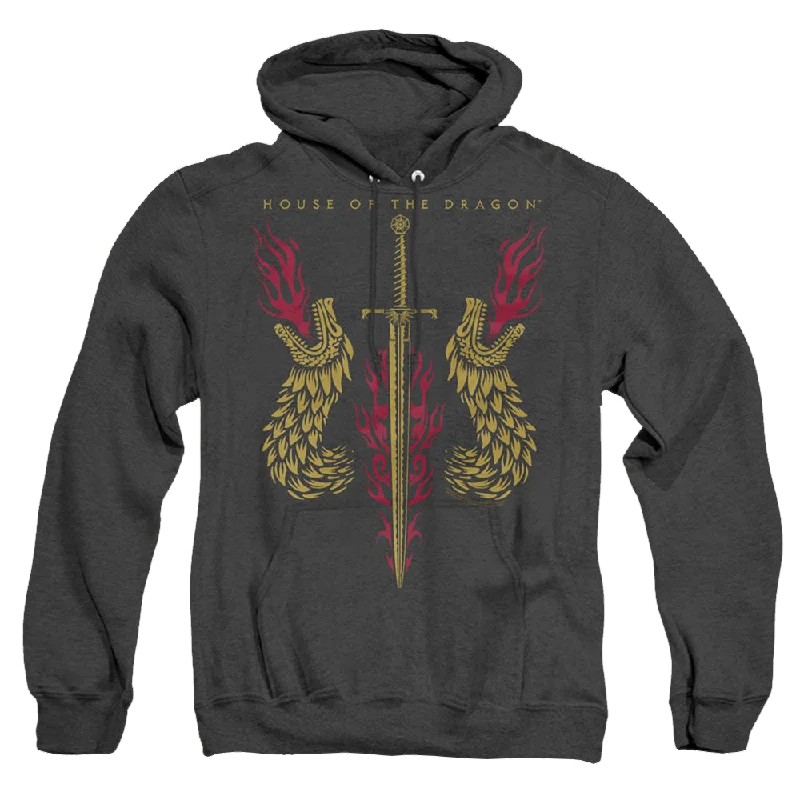 comfy hoodieHouse of the Dragon Sword And Dragon Heads - Heather Pullover Hoodie