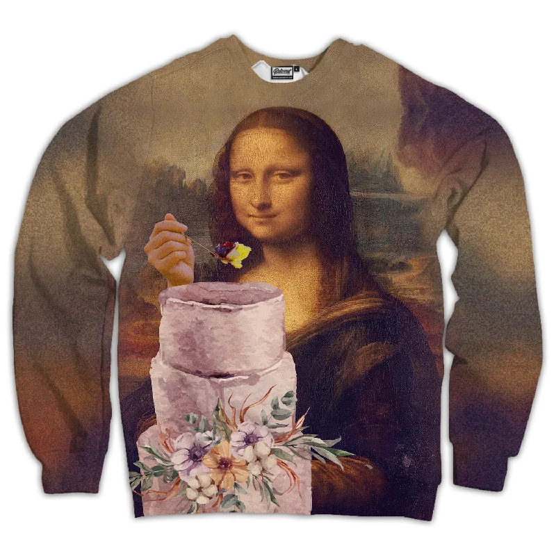 trendy fitness sweatshirtMona Lisa Cake Unisex Sweatshirt