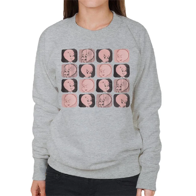 sleek sports hoodieCasper The Friendly Ghost Facial Expressions Pattern Women's Sweatshirt