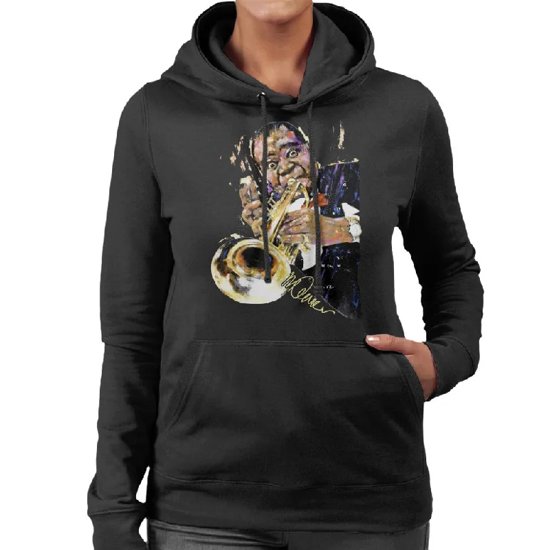 performance workout sweatshirtSidney Maurer Original Portrait Of Louis Armstrong With Trumpet Women's Hooded Sweatshirt